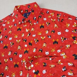 Simon Banks Medium 15.5 Mens Shirt Xmas Christmas Dogs Button‎ Down Long Sleeve